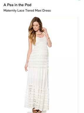 A Pea in the Pod White Smocked Maxi Dress with Tie Straps